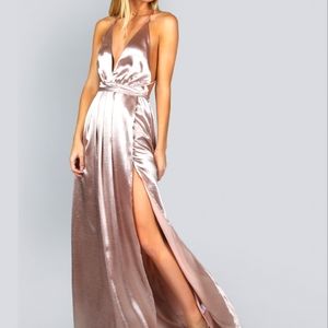 NWOT Metallic floor length gown